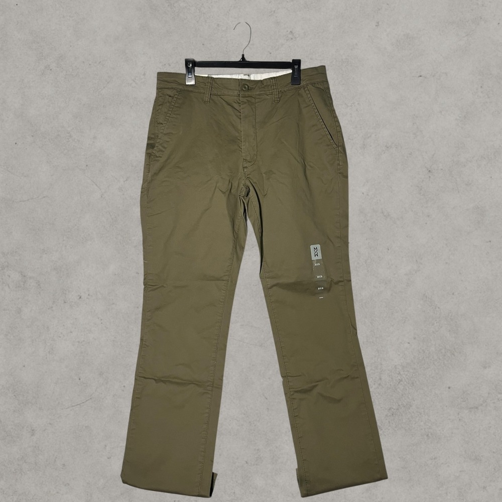Mutual Weave Mens Standard Chino Slim Taper Pants Olive Green 36x34 NWT